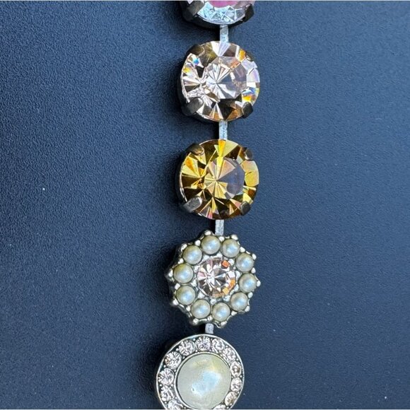 Mariana Pink & Pearl Austrian Crystals Necklace Adj Chain 18-20" Elegant Stateme - Picture 8 of 14